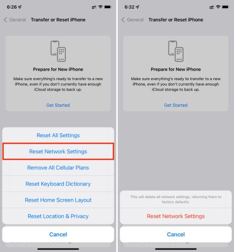 reset network settings | iPhone Data Not Working