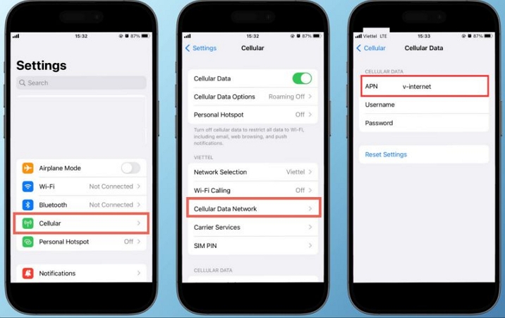 configure APN settings | iPhone Data Not Working