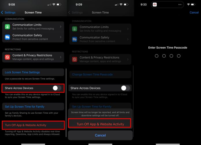 tap Turn Off App and Website Activity | Sign Out Is Not Available Due to Restrictions