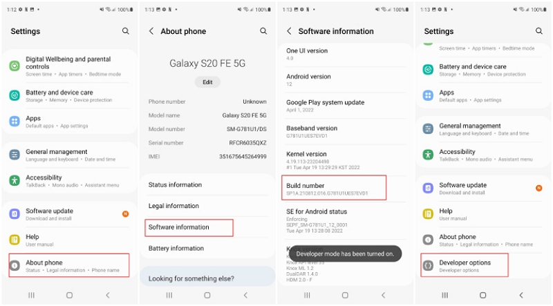 enable Developer Mode | bypass frp google