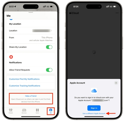 tap Use a different Apple Account | iPhone Correct Passcode Not Working