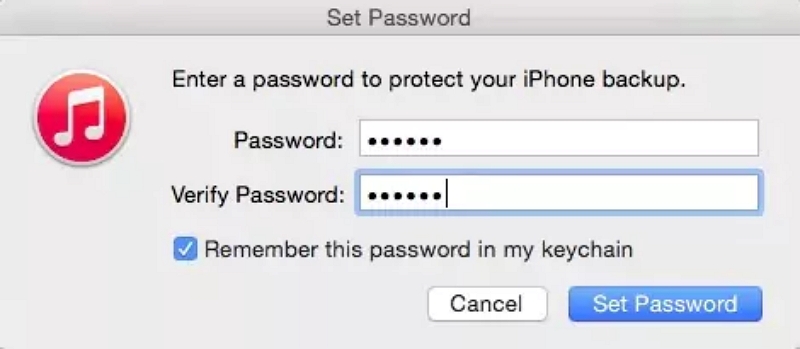 Set Password | Unlock Encrypted iPhone Backup Without Password