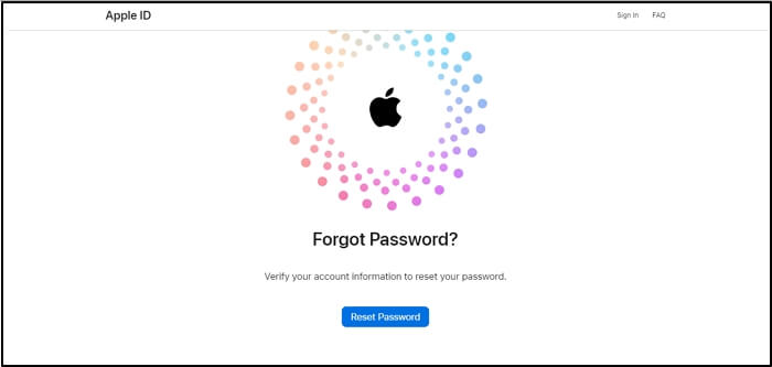 click Reset Password | Unlock Apple ID