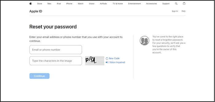 click Continue after entering Apple ID | Unlock Apple ID