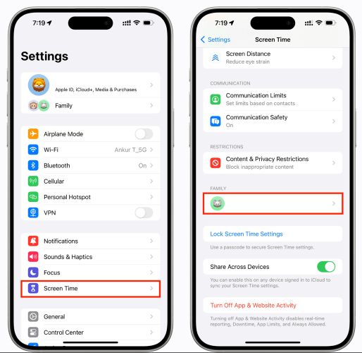 scroll to Family | Turn off Time Limit