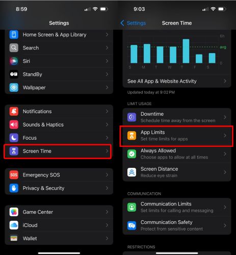 select App Limits | Turn off Time Limit