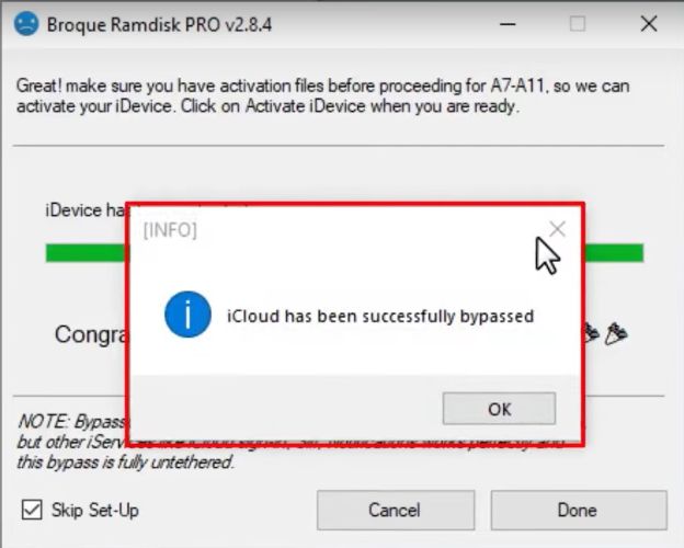 iCloud has been successfully bypassed | Broque Ramdisk Pro