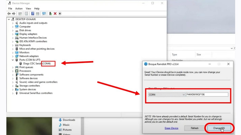 click Change SN | Broque Ramdisk Pro