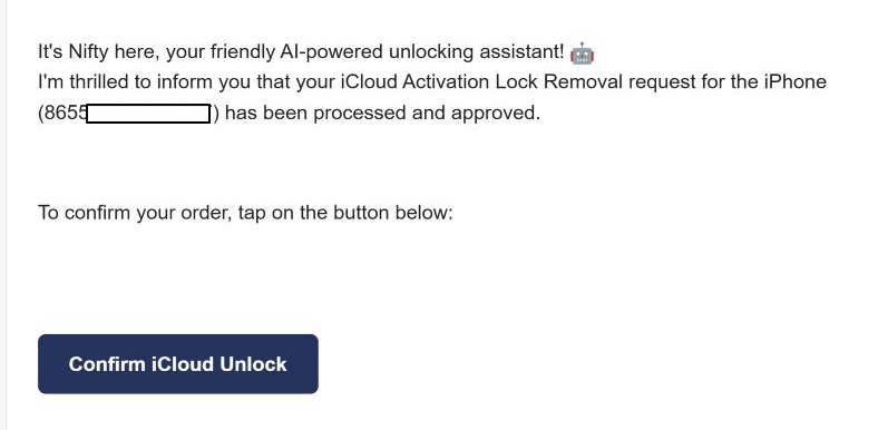 Confirm iCloud Unlock email | Unlockhere.com