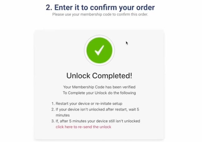 Unlock Completed message | Unlockhere.com