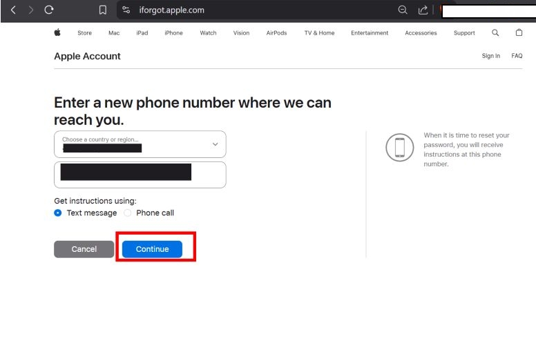 新しい連絡先を提供 | iforgot apple com