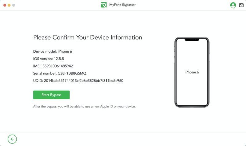 click Start Bypass | iMyFone iBypasser SIM Unlock
