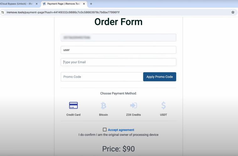 place orders | iRemove Tools