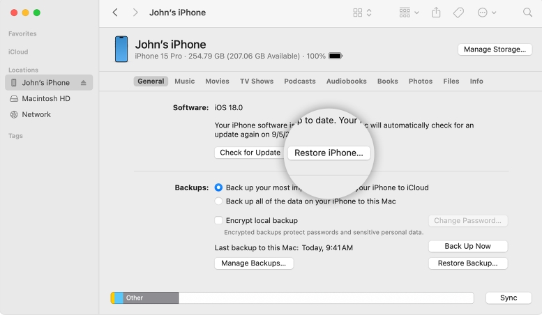 click Restore iPhone | Wrong Apple ID When Updating Apps