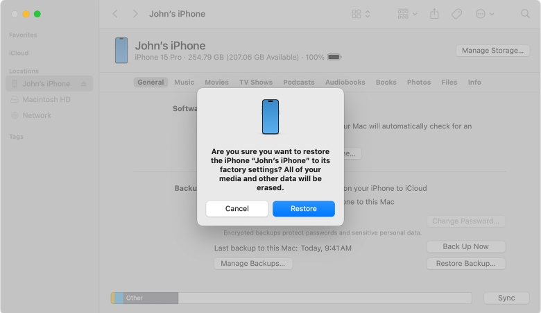 hit Restore | Wrong Apple ID When Updating Apps
