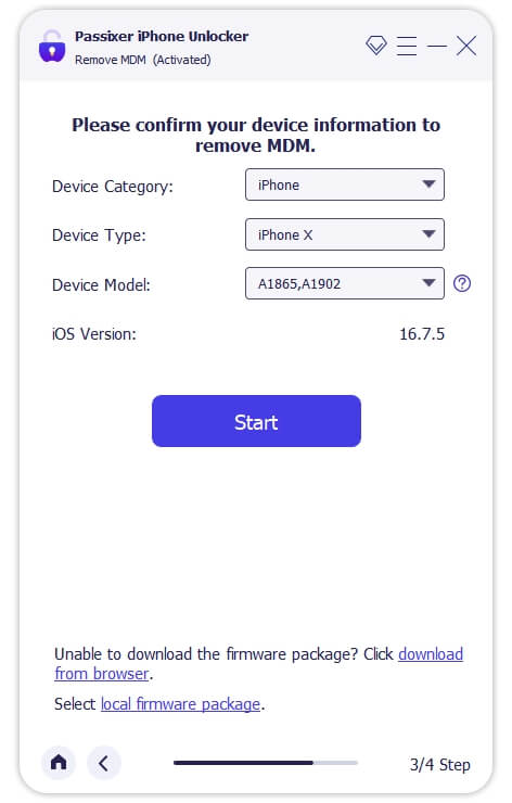 Passixer iPhone Unlocker step 2 | Bypass Remote Management on iPhone