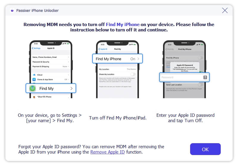 Passixer iPhone Unlocker step 3 | Bypass Remote Management on iPhone