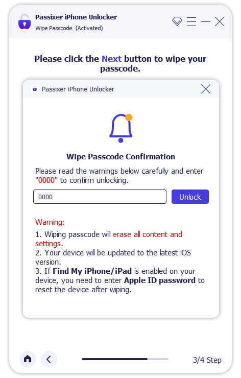 enter code and click Unlock | Unlock iPhone without Passcode or Internet
