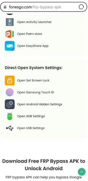 Google Chromeを開く | AndroidでFRPバイパス