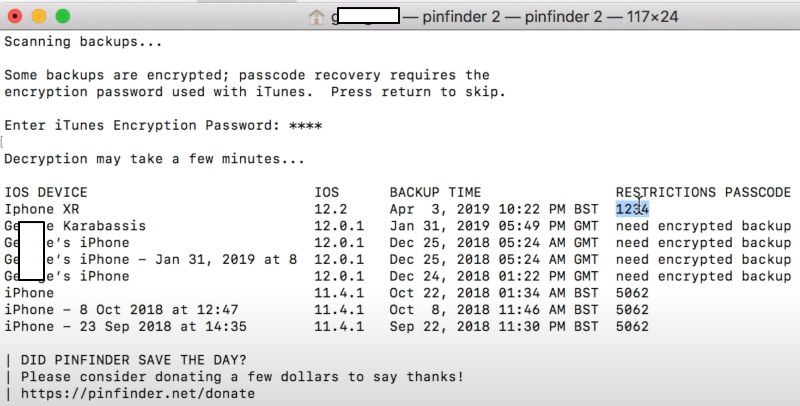 shown Screen Time passcode | Pinfinder Review