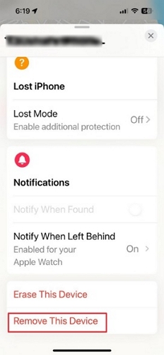 click Remove This Device | Unlink Two iPhones with the Same Apple ID