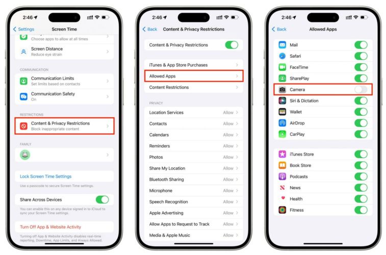 enable Screen Time | Remove Camera on iPhone Lock Screen