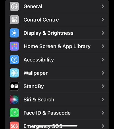 Reset iPhone Settings step 1