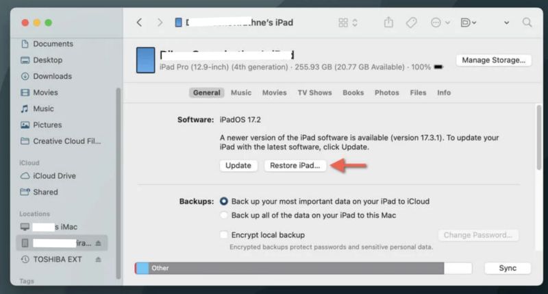 choose Restore iPad | Remove Passcode from iPad