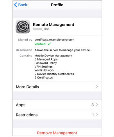 click Remove Management | Bypass Remote Management on iPhone