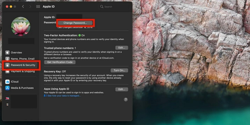 select Change Password | Reset Apple ID Password Without Phone Number