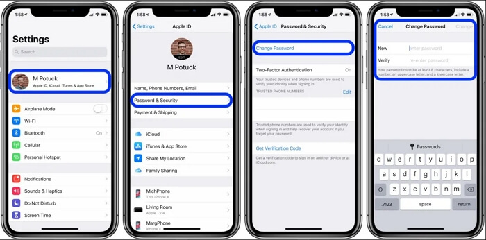 tap Change Password | Apple iCloud Password Requirements