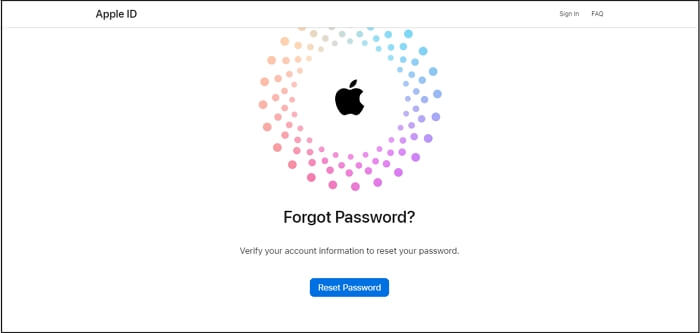 click Reset Password on Apple web | iPhone Correct Passcode Not Working