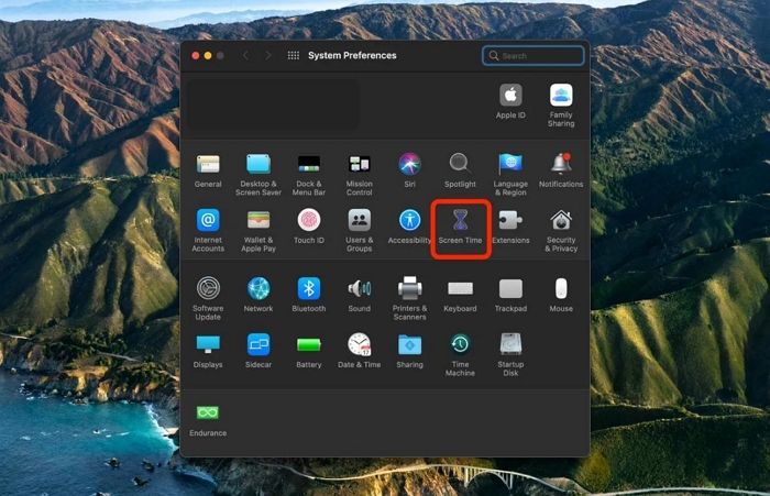 click Screen Time Mac | No Option for Forgot Screen Time Passcode