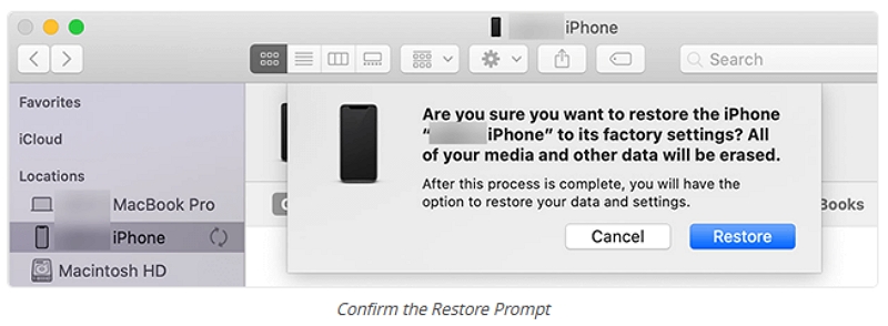 click Restore in iTunes | Bypass Parental Controls on iPhone