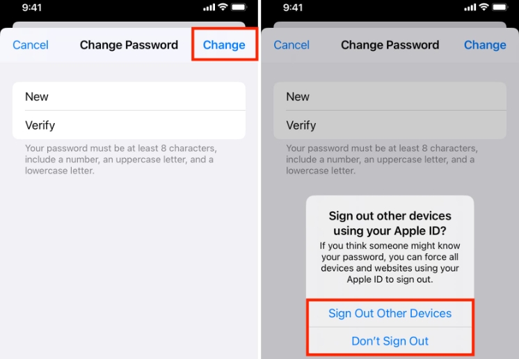 enter new Apple ID password | Change Apple ID without Losing Data