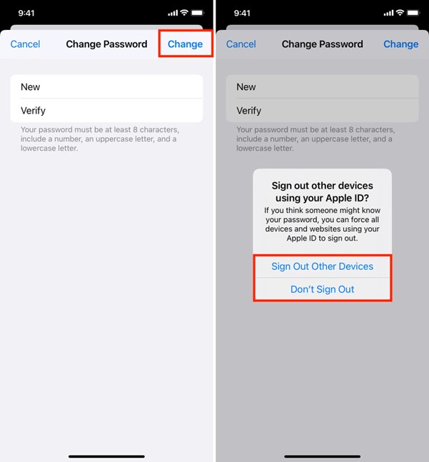 Sign Out of Apple ID by Changing Apple ID Password Step 4