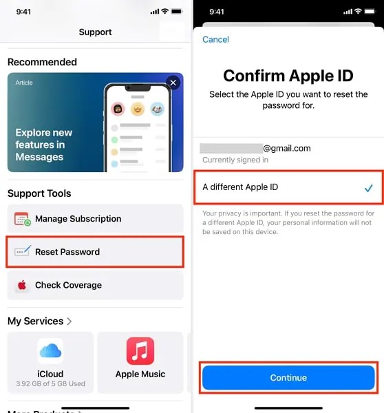 Log Out of Apple ID without Password Using the Apple Support App Step 2