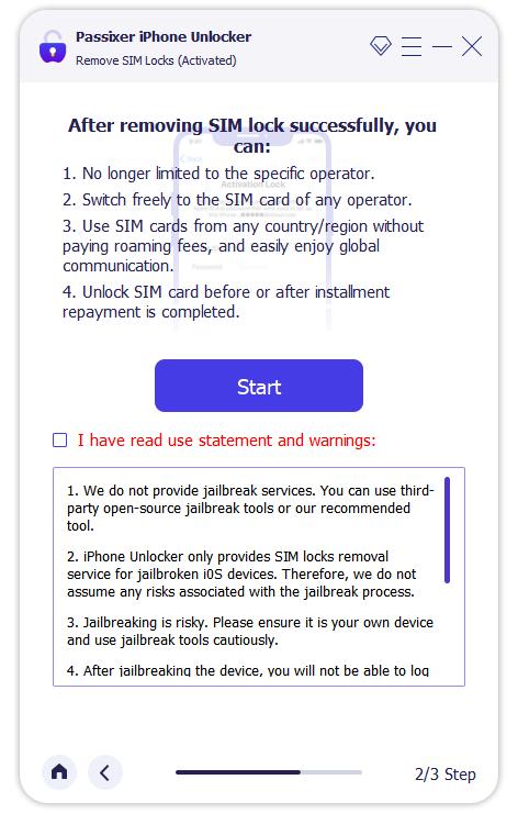 tap Start | Check If iPhone Is Unlocked Without SIM Card