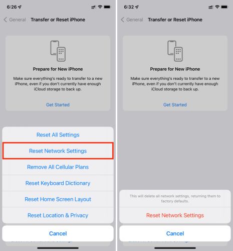 reset network settings | Fix SIM Failure iPhone