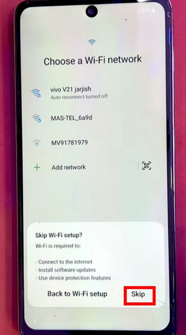 skip wifi | free Samsung frp bypass tool step 8