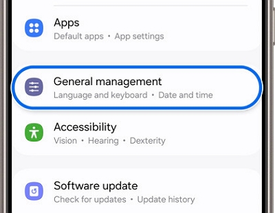 select General Management | how to factory reset Samsung Galaxy tablet