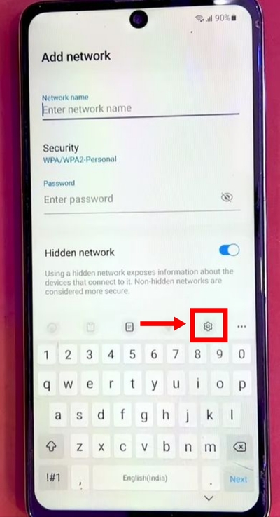 Settings icon on the keyboard | remove frp from samsung for free step 6