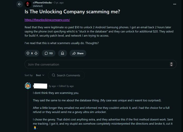 feedback on legality | The Unlocking Company