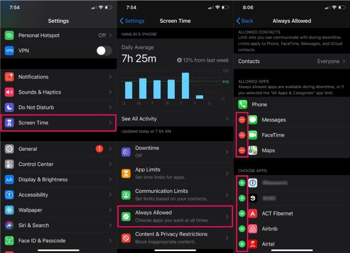 tap Plus | Turn off Downtime on Apple Watch