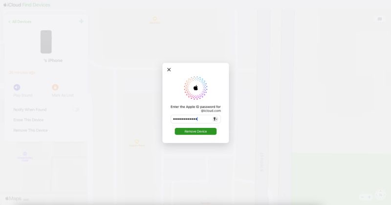 click Remove Device | Turn off Find My iPhone on iCloud