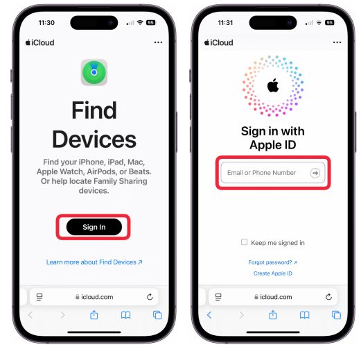 tap Sign in | Turn off Find My iPhone on iCloud
