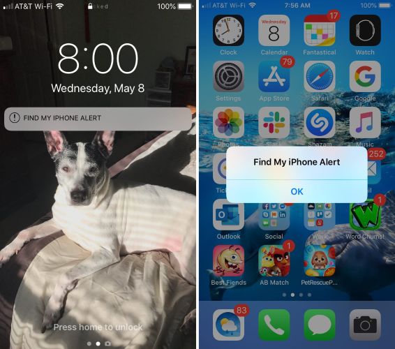 tap OK | Turn off Find My iPhone Alert