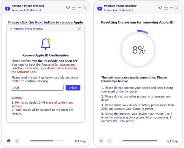 click Unlock | Turn off Find My iPhone Alert