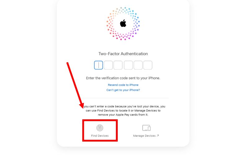 click Find Devices | Turn off Find My iPhone from Another Device