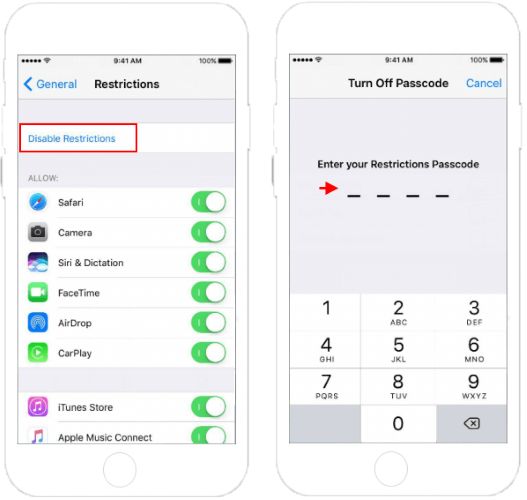 Restrictions off | Turn Off Restrictions on iPad